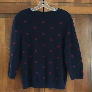 Talbots Navy w/Red Polka Dot Sweater
